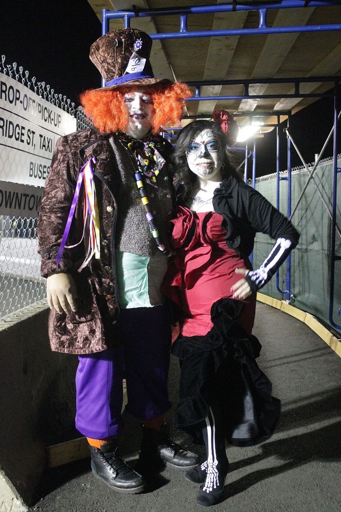 salem halloween 2013 mad hatter woman in skeleton costume