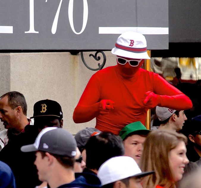 boston red sox world series celebration 2013 red suit red sox hat