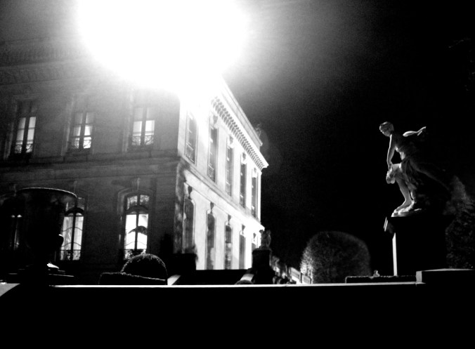 newport the elms garden night outside statue night black white