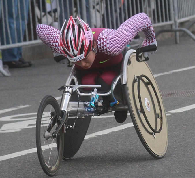 boston marathon april 21 beacon street handicapped racer w 105