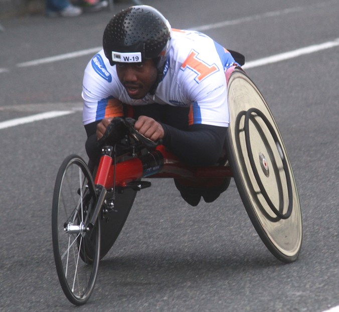 boston marathon april 21 beacon street handicapped racer