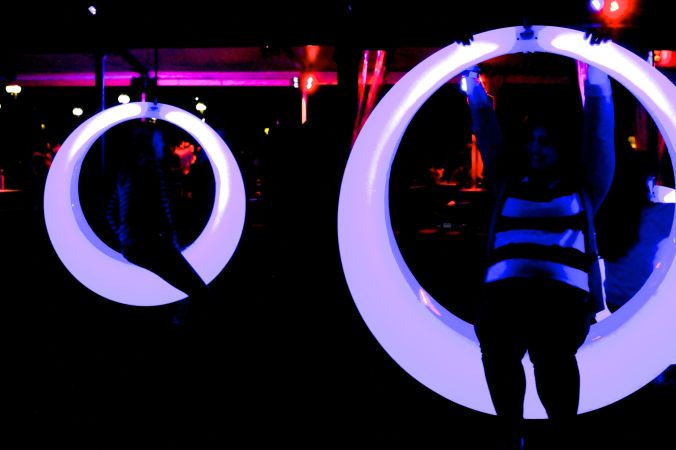 boston seaport district lawn on D swing time lights 10