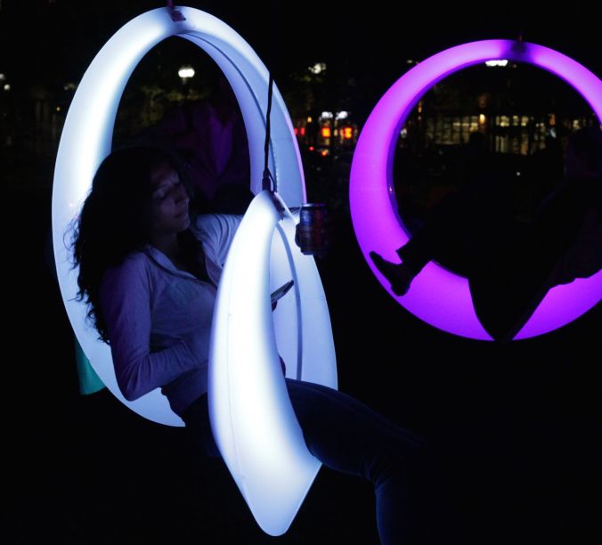 boston seaport district lawn on D swing time lights 14