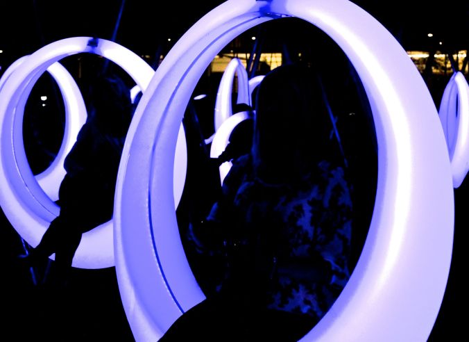 boston seaport district lawn on D swing time lights 2