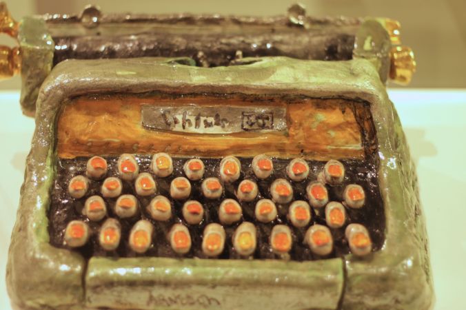 rhode island providence rhode island RISD museum ceramic type writer with fingers
