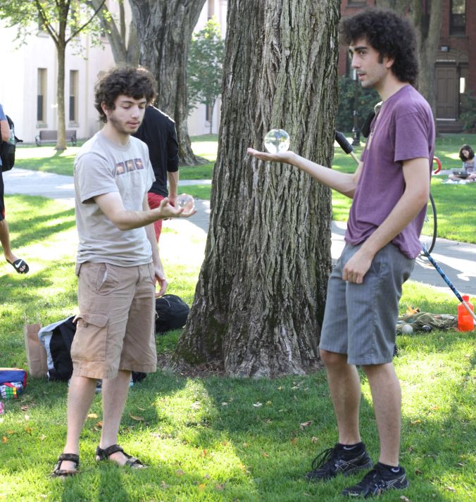 rhode island providence brown university lawn guys with glass spheres
