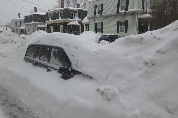 boston jamaica plain winter february 17 2015 car covered in snow