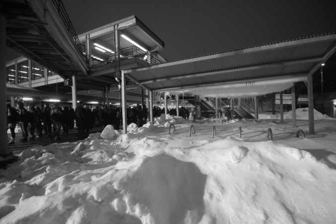 boston JFK UMass station shuttle line night february 19 3