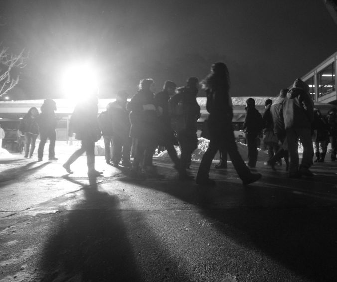 boston JFK UMass station shuttle line night february 19 4