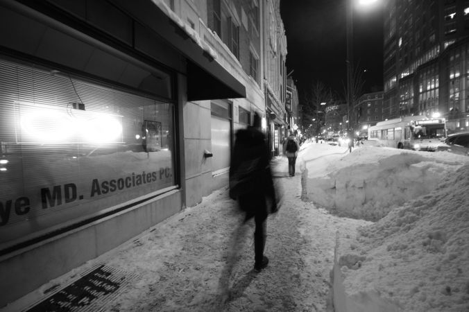boston massachusetts avenue eye doctor neon glasses snow pile