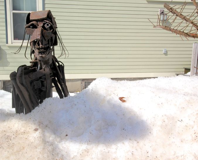 boston jamaica plain metal work place metal sculpture in snow