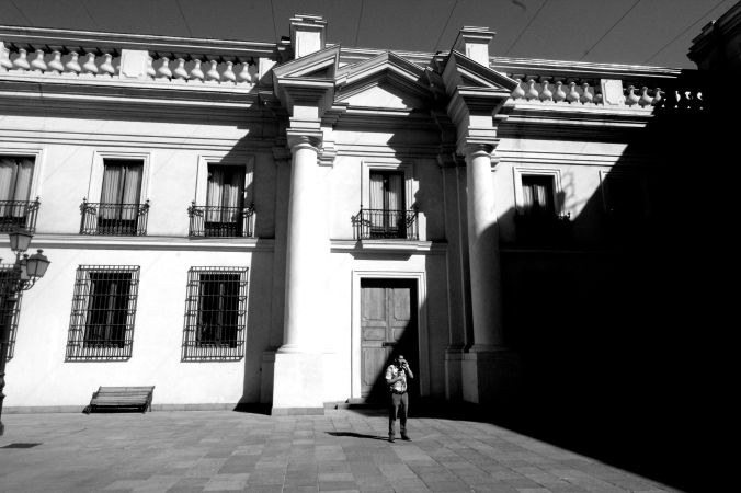 chile santiago government house la moneda black white
