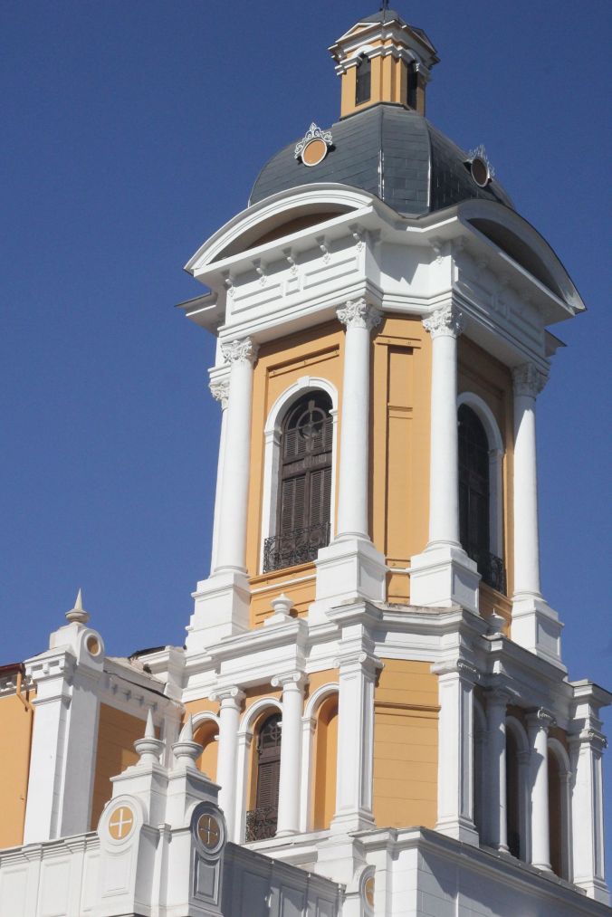 chile santiago white and yellow church