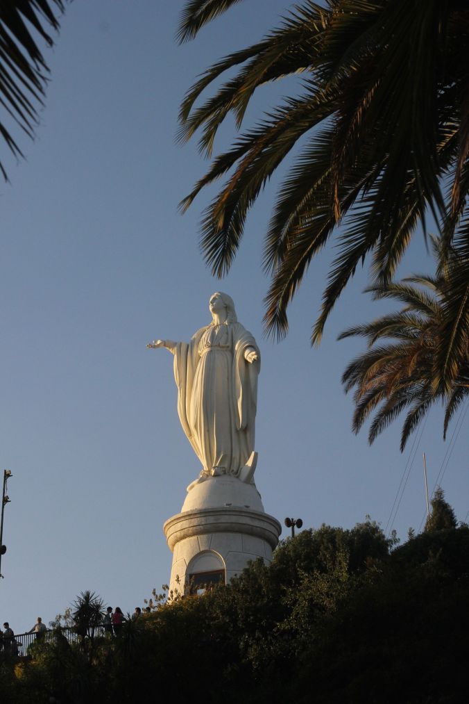 santiago chile san cristobal virgin view