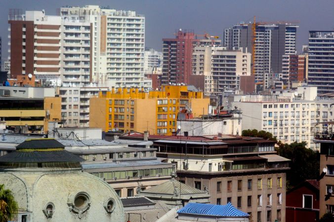 santiago chile santa lucia hill hill top view buildings