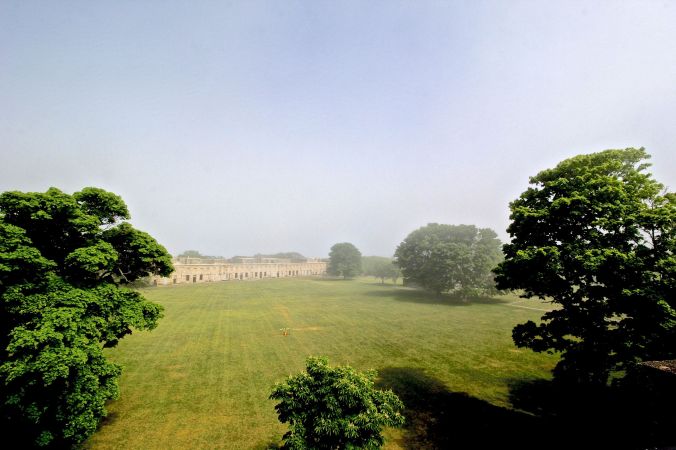 boston harbor island george's island field fog