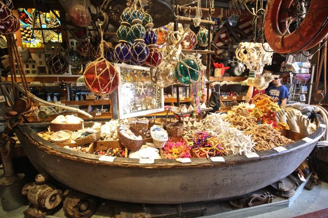 provincetown commercial street marine specialities store boat with shells