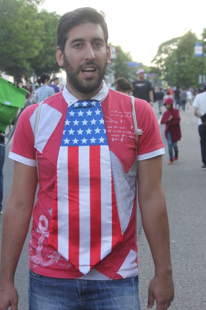boston july 4th fireworks celebration man with American flag tie