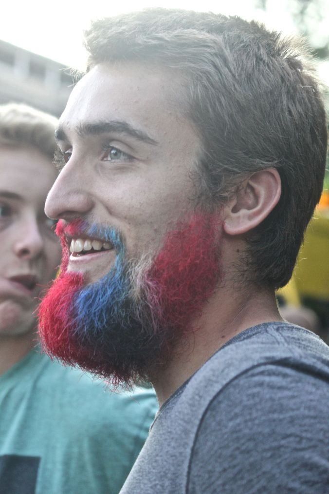 boston july 4th fireworks celebration man with red white and blue beard