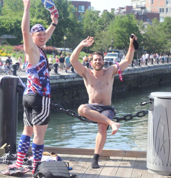 boston north end men in American flags and masks 1
