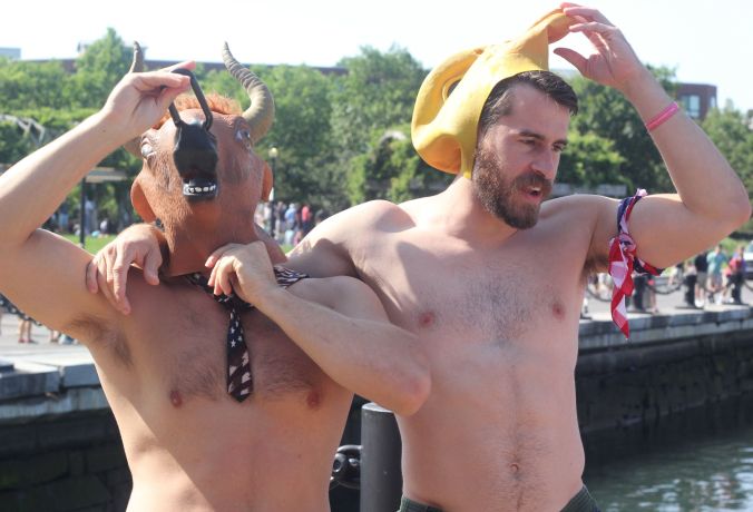 boston north end men in American flags and masks 4