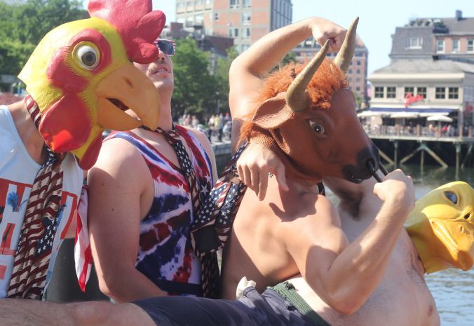boston north end men in American flags and masks 5