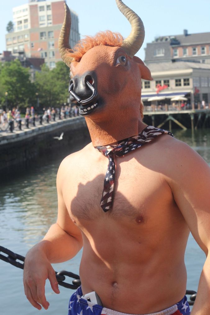 boston north end men in American flags and masks 6