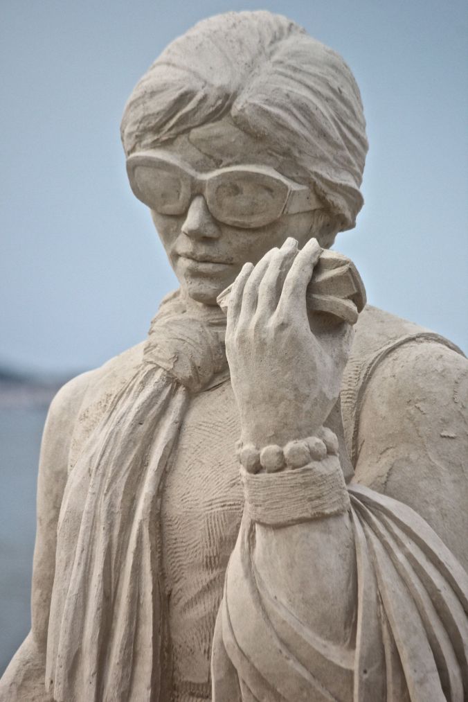 boston revere beach sand sculpture festival happy shopper statue