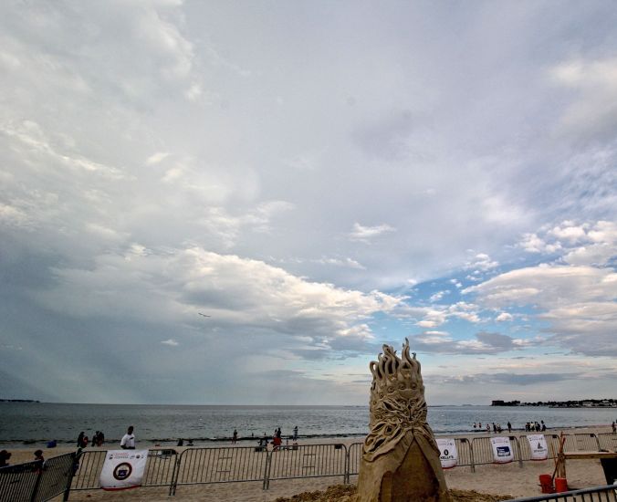 boston revere beach sand sculpture festival medusa sky