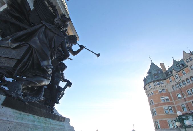 quebec quebec city chateau frontenac statue angel