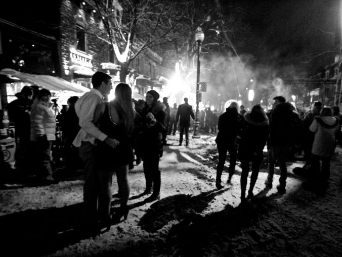 quebec city new years celebration december 31 2015 couple black white 2