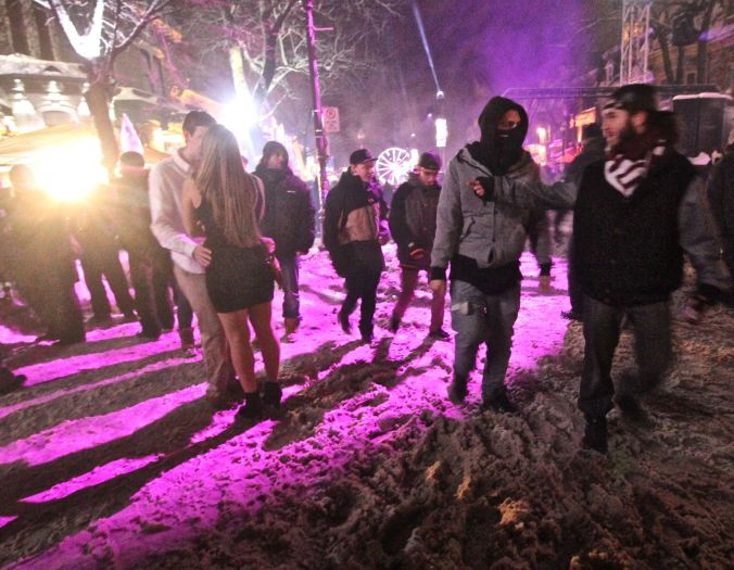 quebec city new years celebration december 31 2015 couple purple light 3