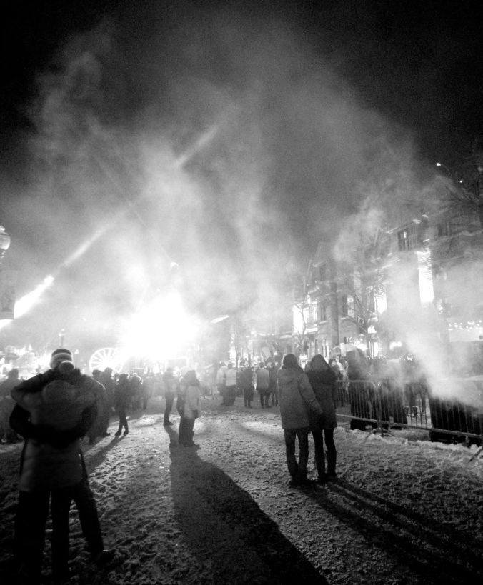 quebec city new years celebration december 31 2015 people smoke