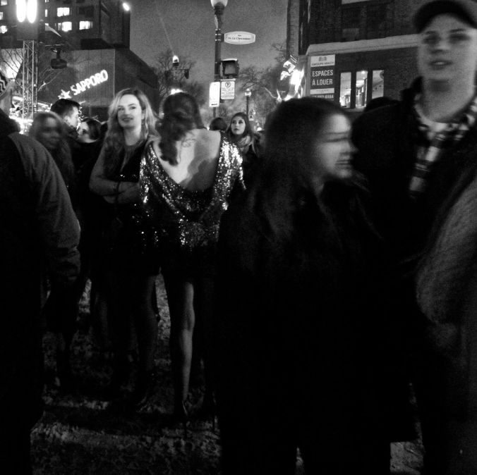 quebec city new years celebration december 31 2015 woman in dress