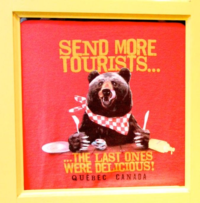 quebec city souvenir t-shirts bear tourists