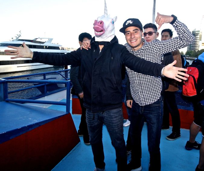 boston boat man in horse mask