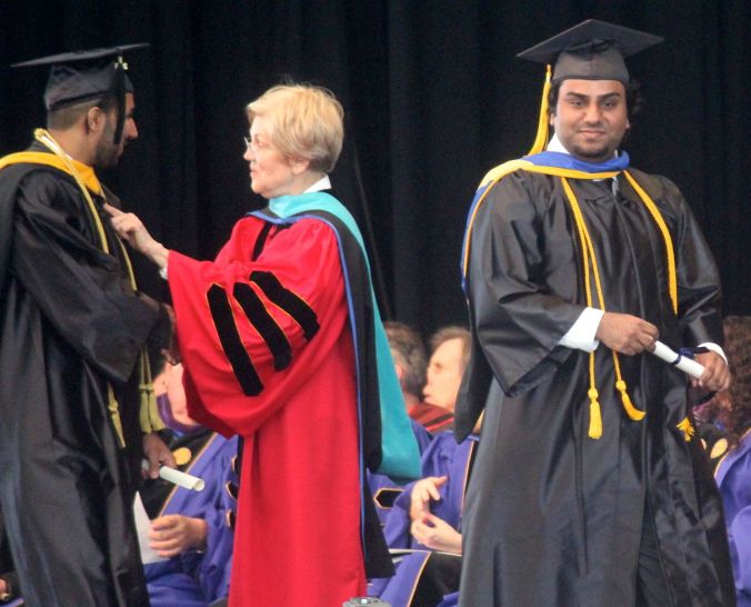 boston suffolk university graduation friend graduating elizabeth warren 5