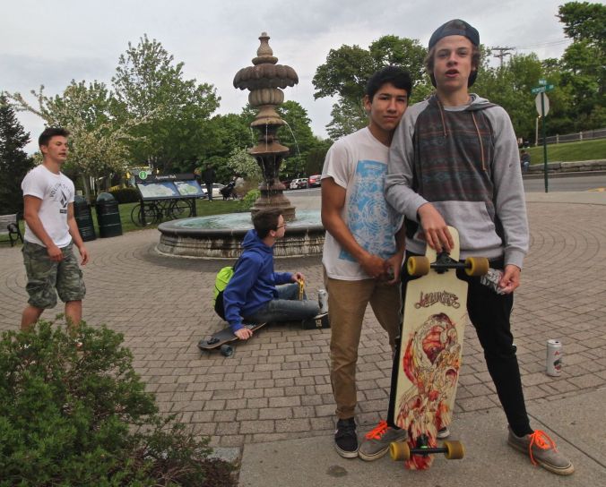 maine mount desert island bar harbor kids with skateboard