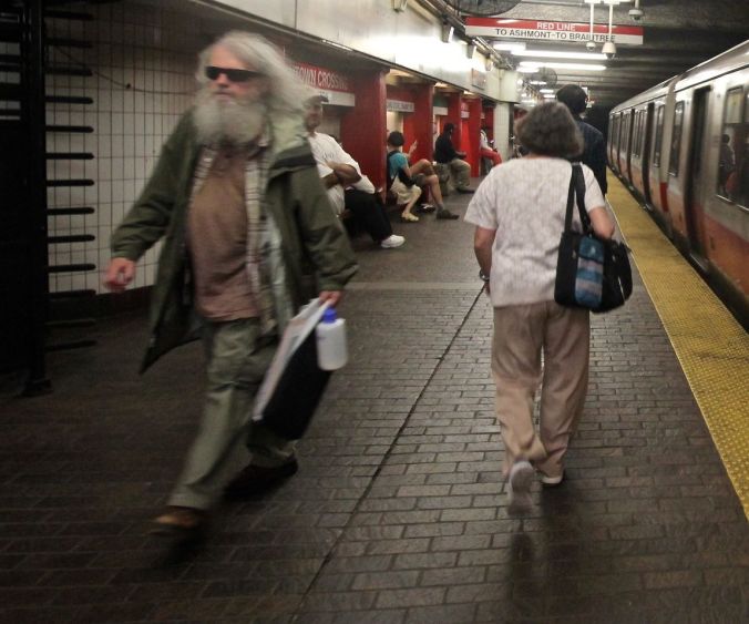 boston downtown crossing station man with beard