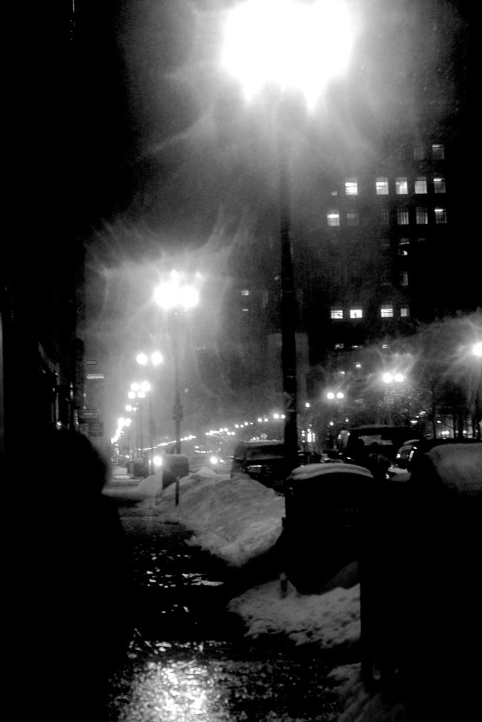 boston back bay snow dark
