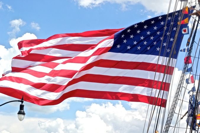 boston sail boston 2017 coast guard giant American flag