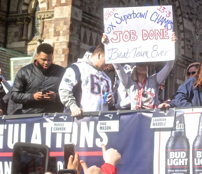 boston new england patriots super bowl celebration february 5 2019 shaq mason marcus cannon