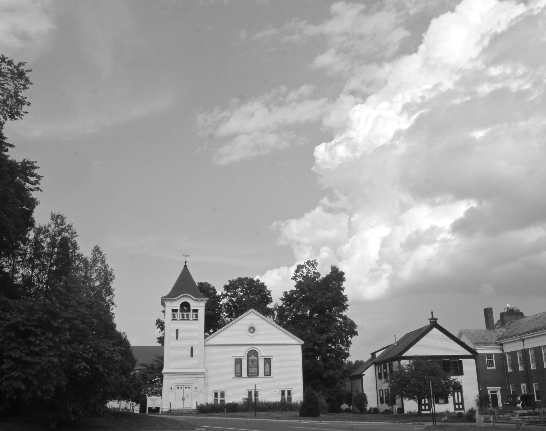 sudbury church clouds black white