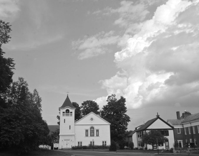 sudbury church clouds black white