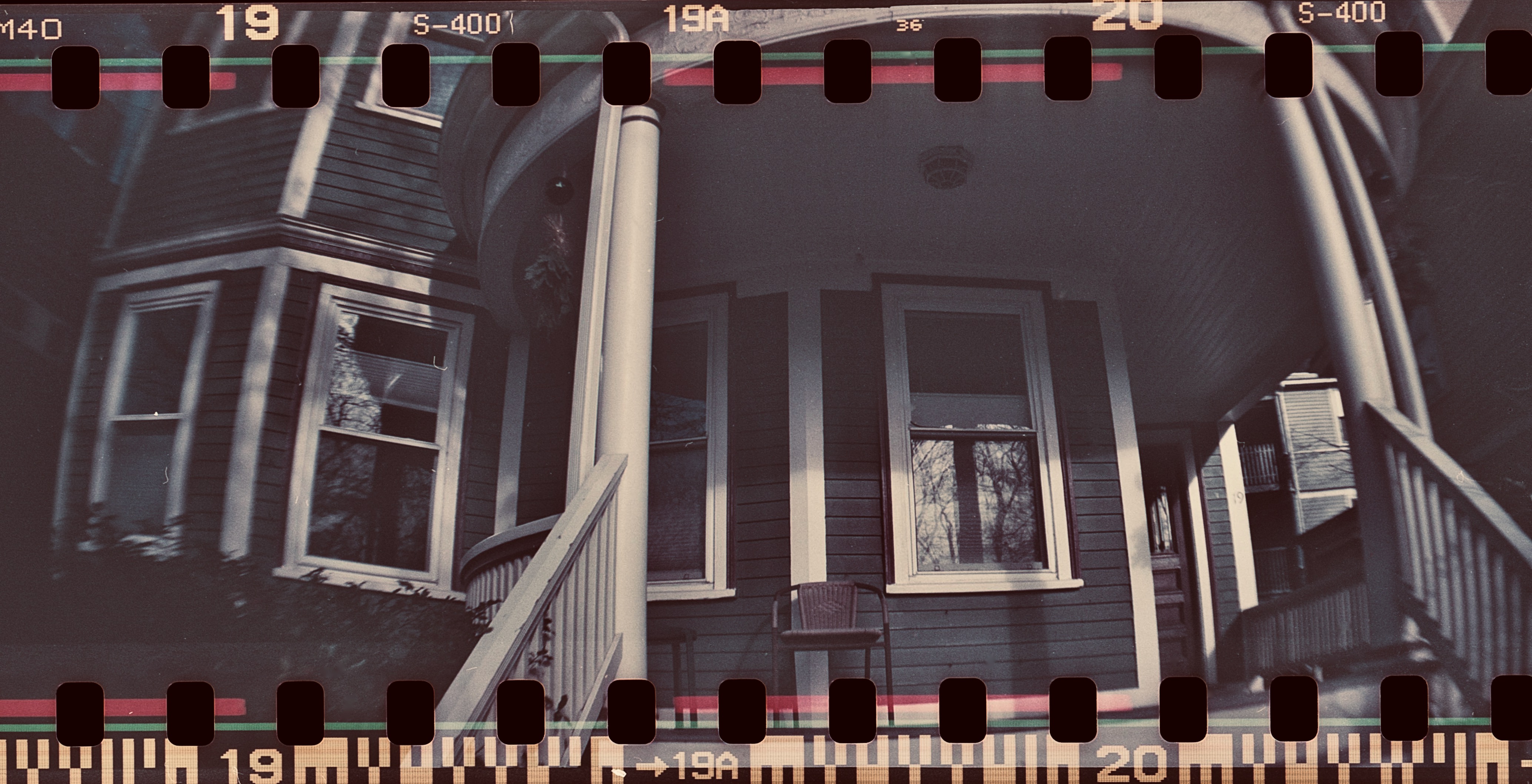massachusetts jamaica plain jamaica pond blue house sprocket rocket photography fuji 400 sprocket holes 2