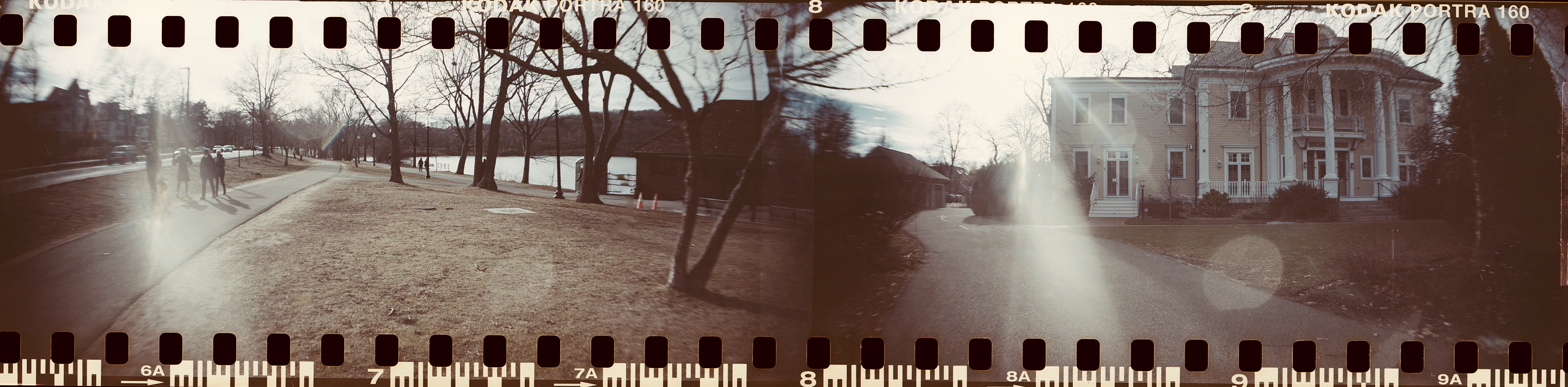 massachusetts jamaica plain jamaica pond double panorama sprocket rocket portra 160
