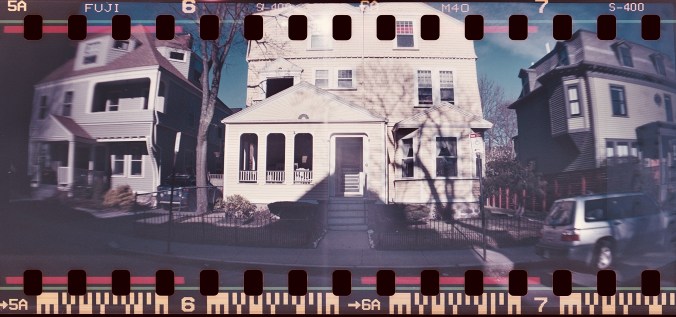 massachusetts jamaica plain jamaica pond three houses sprocket rocket photography fuji 400 sprocket holes 2